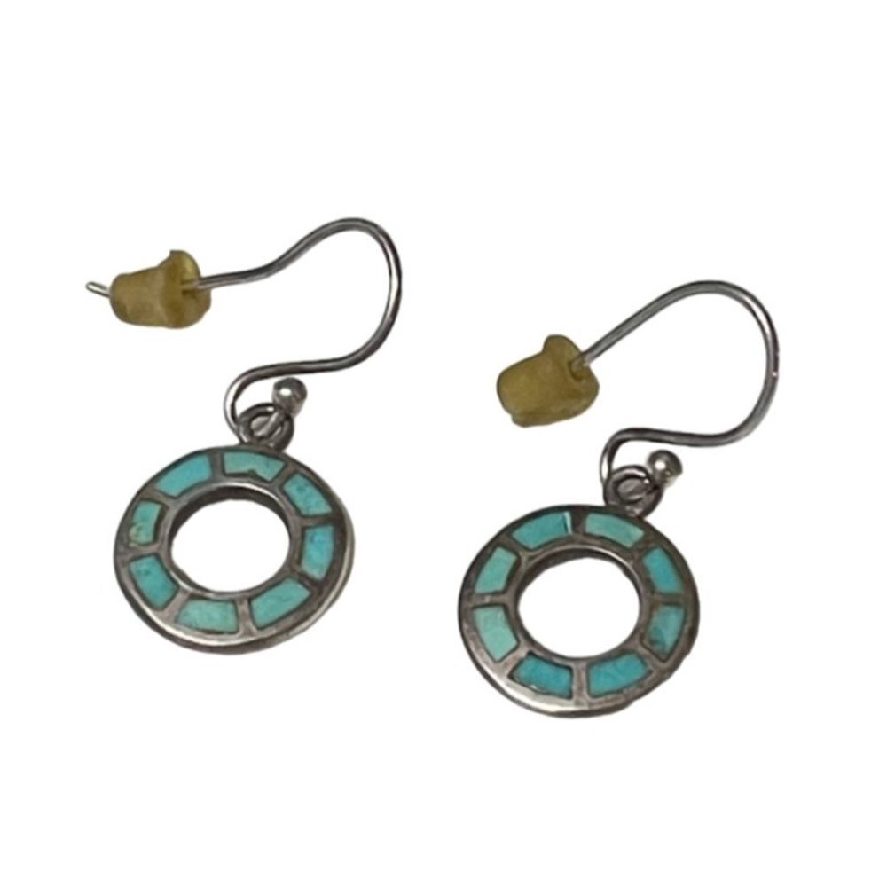 Turquoise Earrings with 925 Sterling Silver Hook Closure